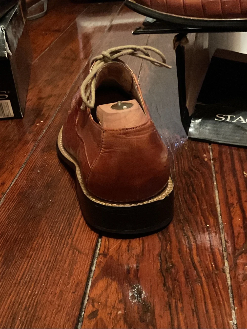Stacy Adams Cognac Brown Croc-Embossed Leather Lace-Up Oxfords